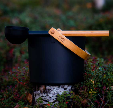 Narvi Black Sauna Bucket & Ladle