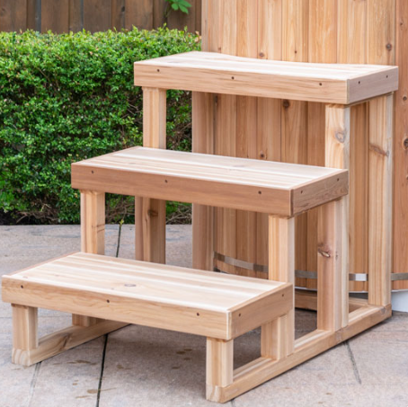 3 Tier Steps for Cold Plunge - Knotty Red Cedar