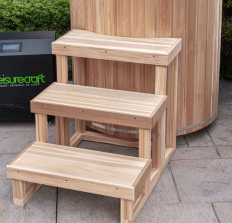 3 Tier Steps for Cold Plunge - Knotty Red Cedar