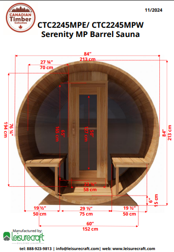 CT Serenity MP Barrel Sauna