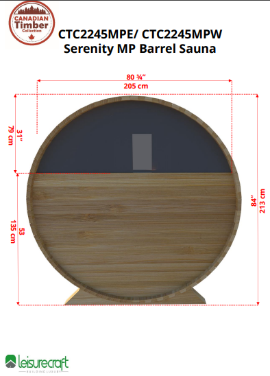 CT Serenity MP Barrel Sauna