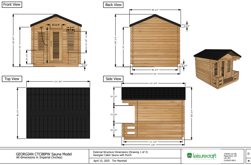CT Georgian Cabin Sauna with Porch