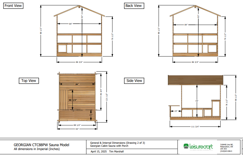 CT Georgian Cabin Sauna with Porch
