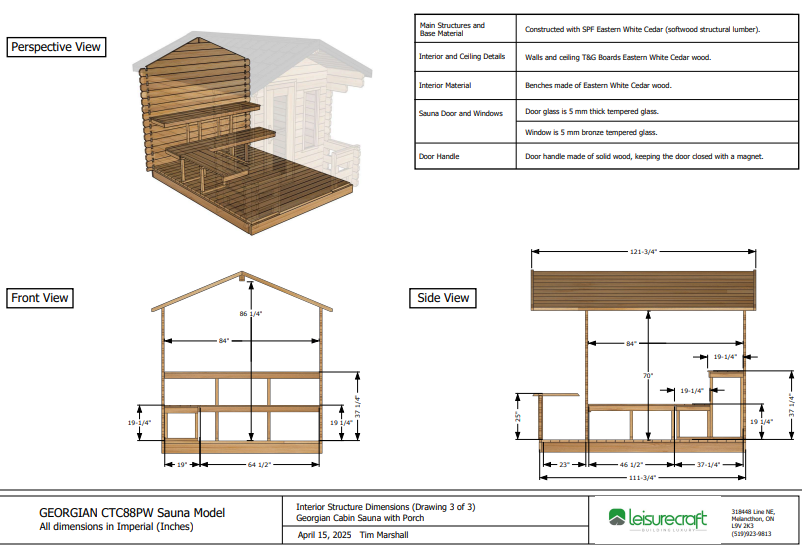 CT Georgian Cabin Sauna with Porch
